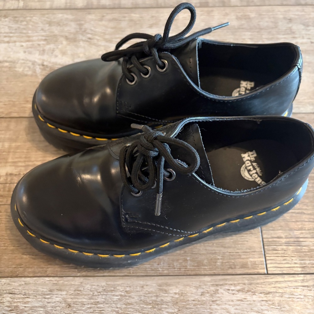 Dr. Martens 1461 Quad Oxford Women 7 Black Platform Lug Sole Leather Shoes